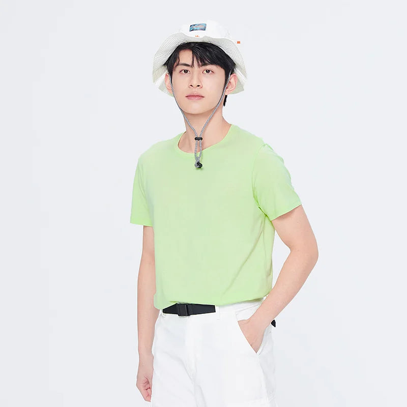 Men’s Summer Cotton O-Neck T-Shirt – Stretchy Solid Casual Tee