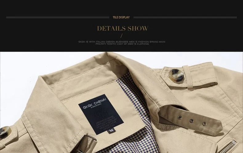 Men’s Cotton Trench Windbreaker – Long Casual Streetwear Blazer