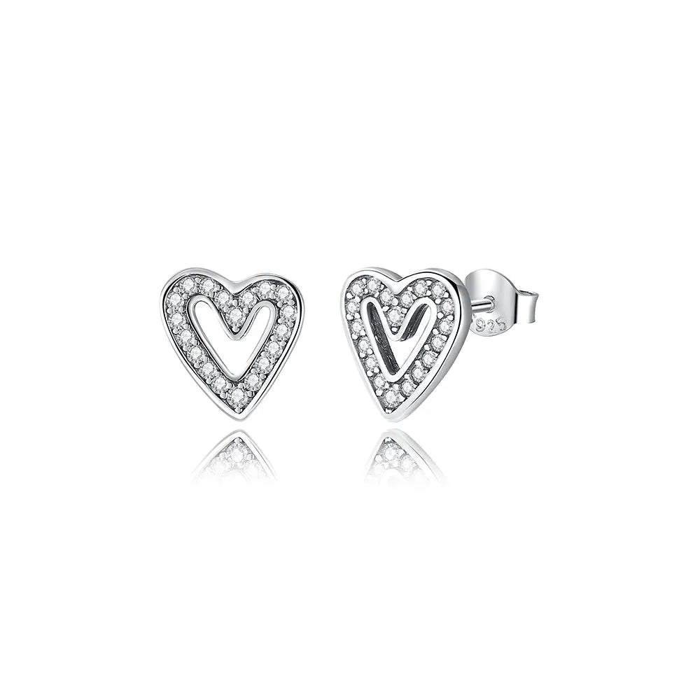 925 Sterling Silver Earrings – Stud & Hoop Set with Crystal, Heart, Crown, Bee & Infinity Designs