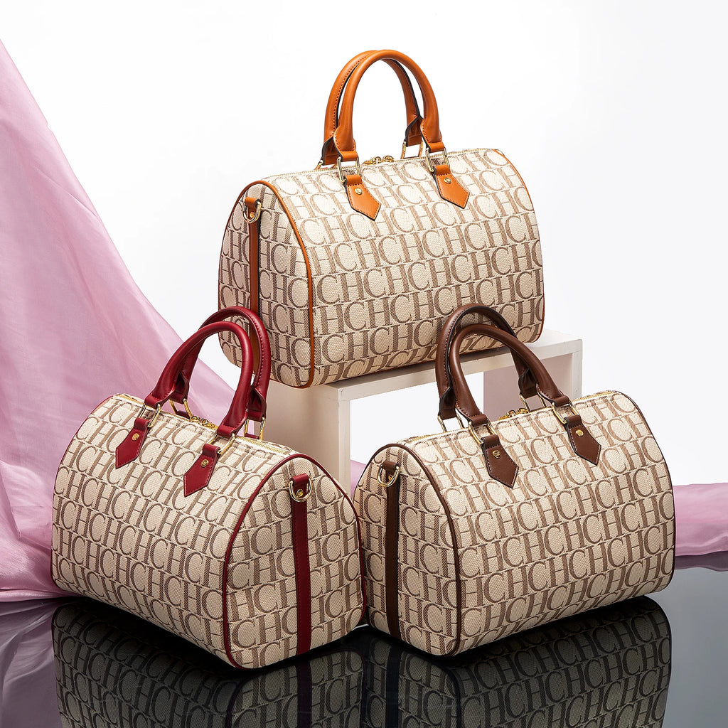 Women's Pillow Bag Autumn/Winter New Collection Letter Handbag Brown Boston Bag