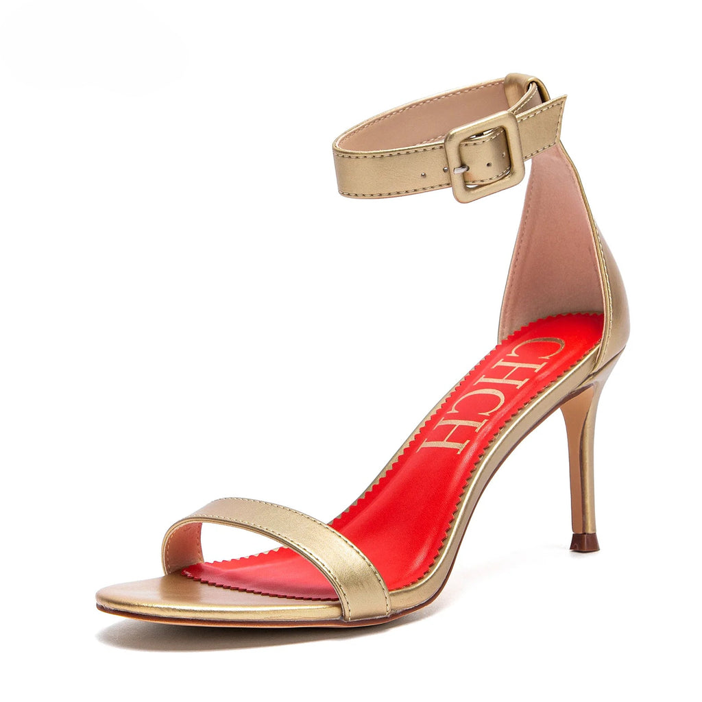 Women's High Heels Flower Ankle Strap Stilettos Round Open Toe Dressy Sexy Sandals 8cm