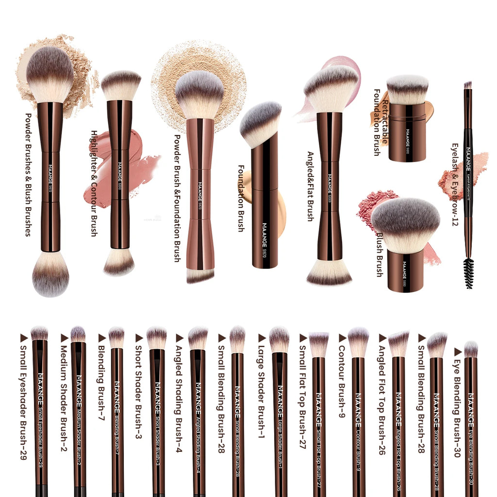 20-Piece Pro Makeup Brush Set – Double-Ended for Foundation, Blush & Eyeshadow