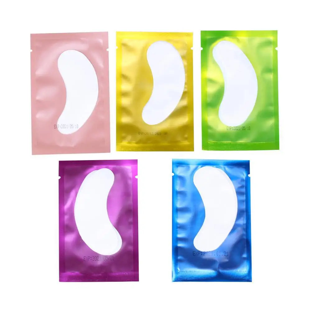 50 pairs of eyelash extension lower eye masks, makeup patches, and stickers for eyelash application.