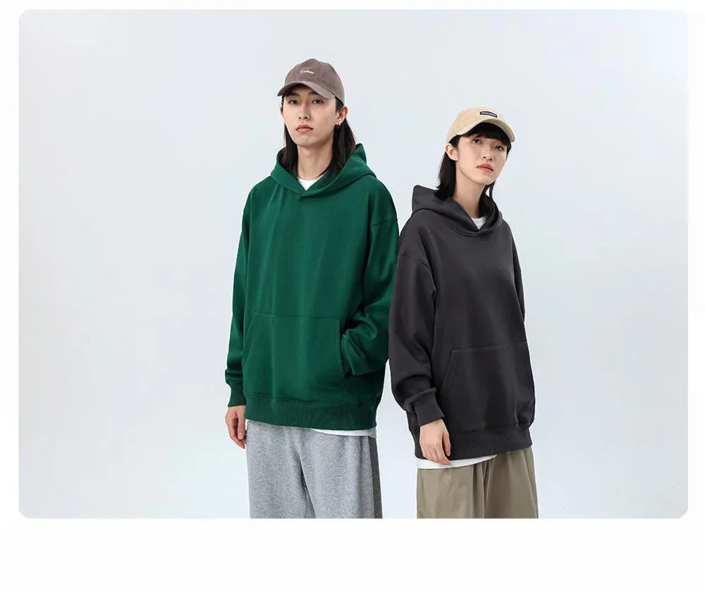 A heavy-duty hooded sweater made from thick cotton and velvet, designed for both men and women