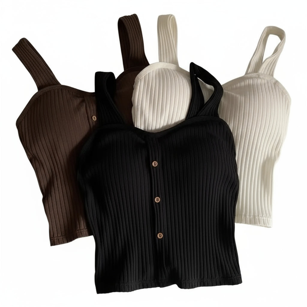 Women's Y2K Corset Crop Top – Padded Camisole with Korean Suspenders, Slim & Sexy