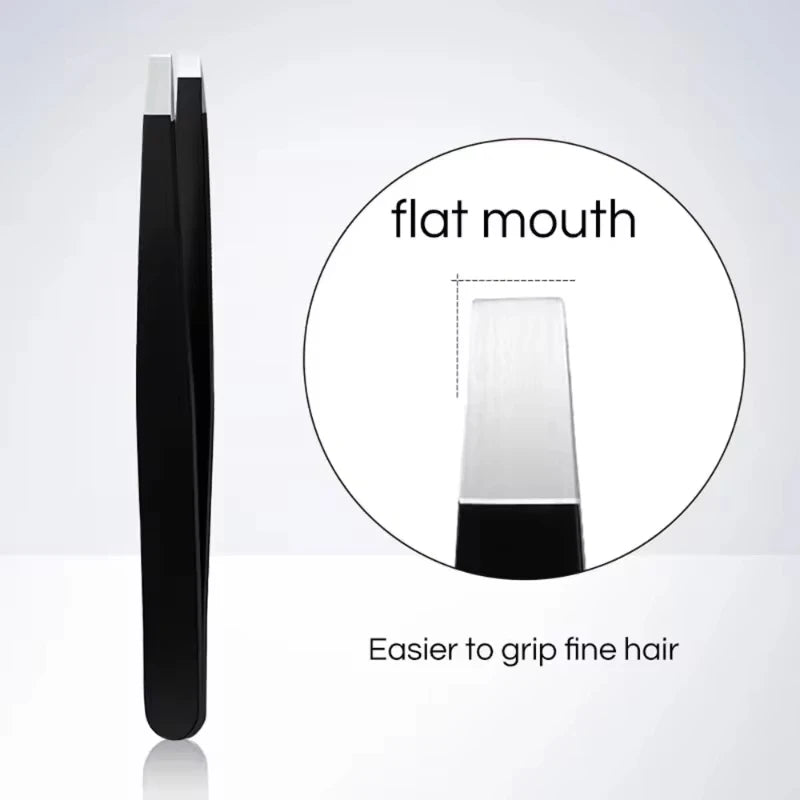 Stainless steel eyebrow tweezers for precise hair removal and shaping, durable and comfortable grip