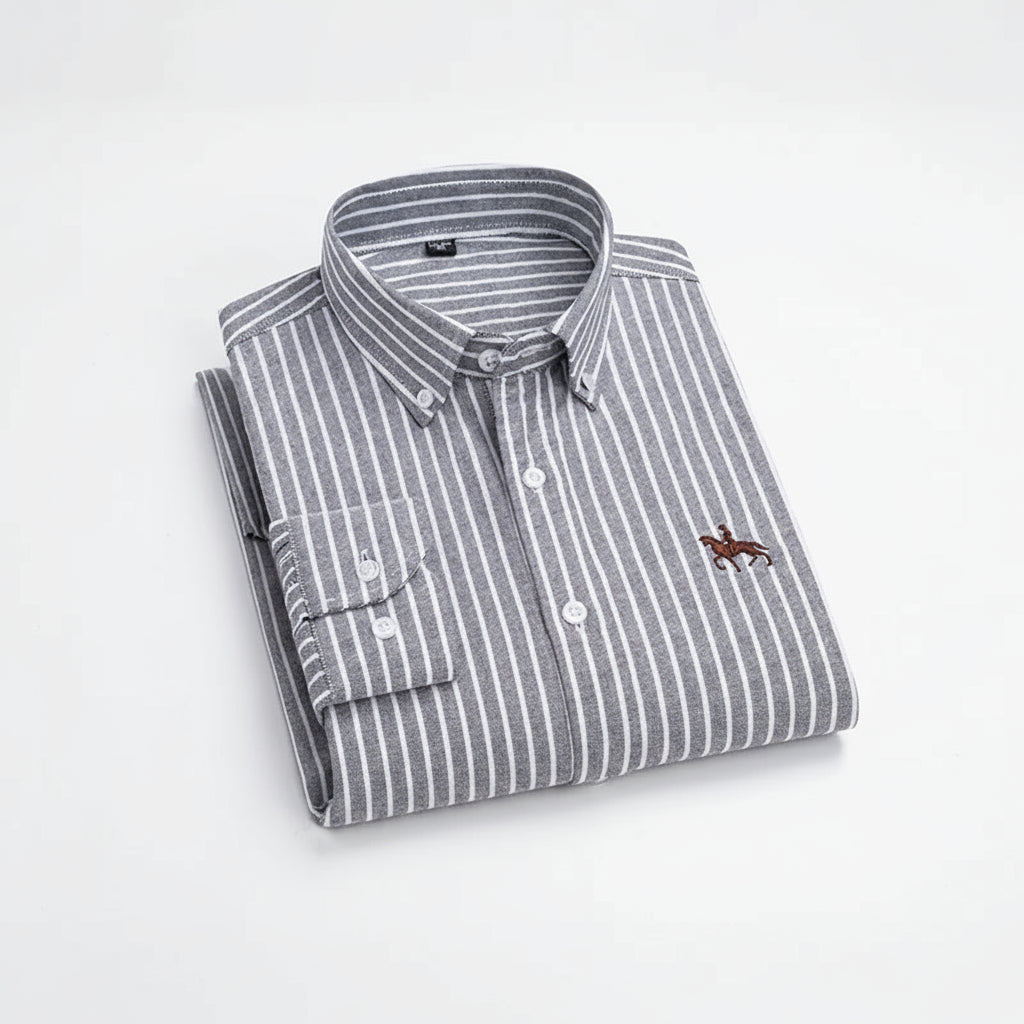 Men's 100% Cotton Oxford Shirt – Long Sleeve Solid Casual Business Dress Shirt