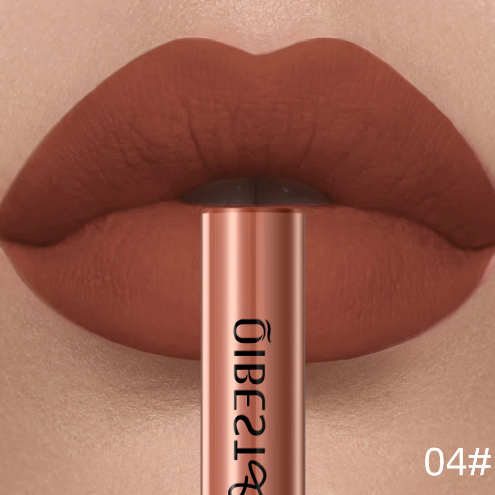 QIBEST Matte Liquid Lipstick – Waterproof, Long-Lasting Velvet Lip Gloss, Nude & Red