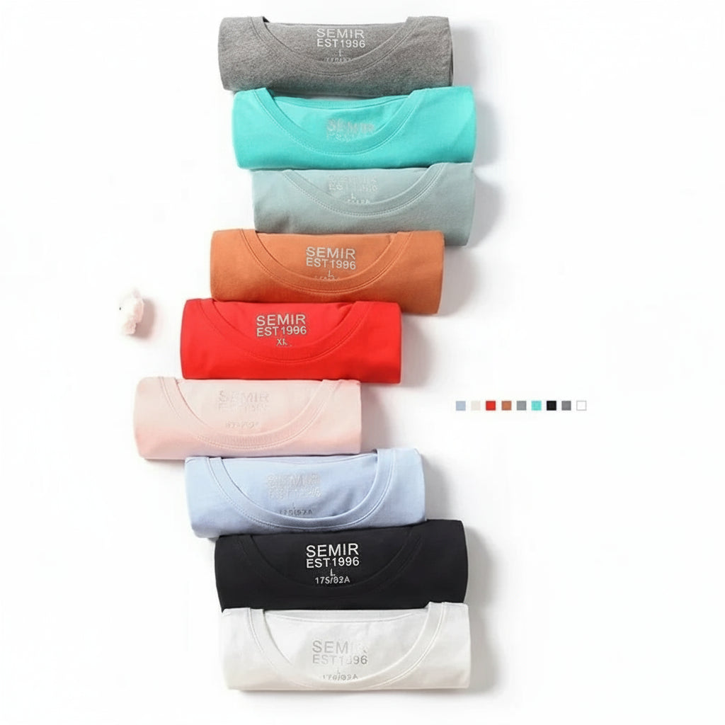 Men’s Summer Cotton O-Neck T-Shirt – Stretchy Solid Casual Tee