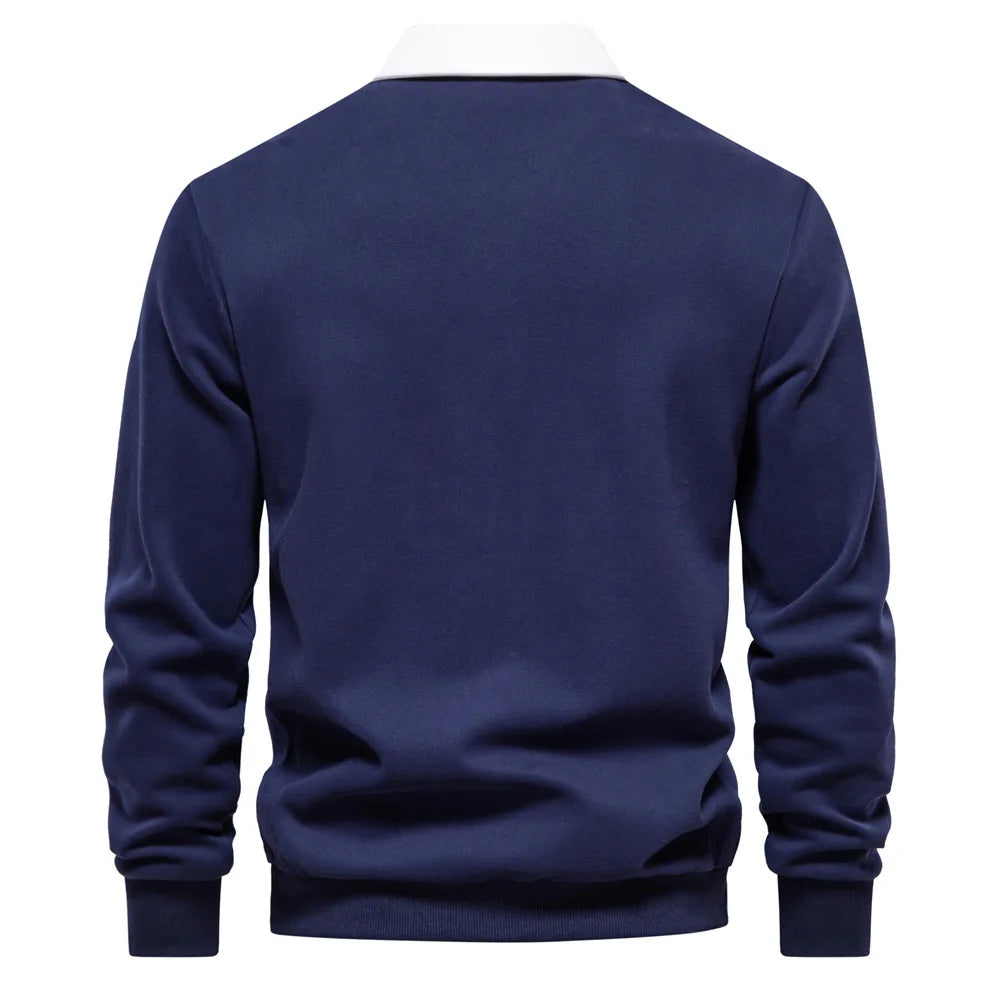 Long-Sleeved Polo Collar Hoodie, Trendy European Size Men's Hoodie, High-Quality Casual and Versatile Men's Fashion.