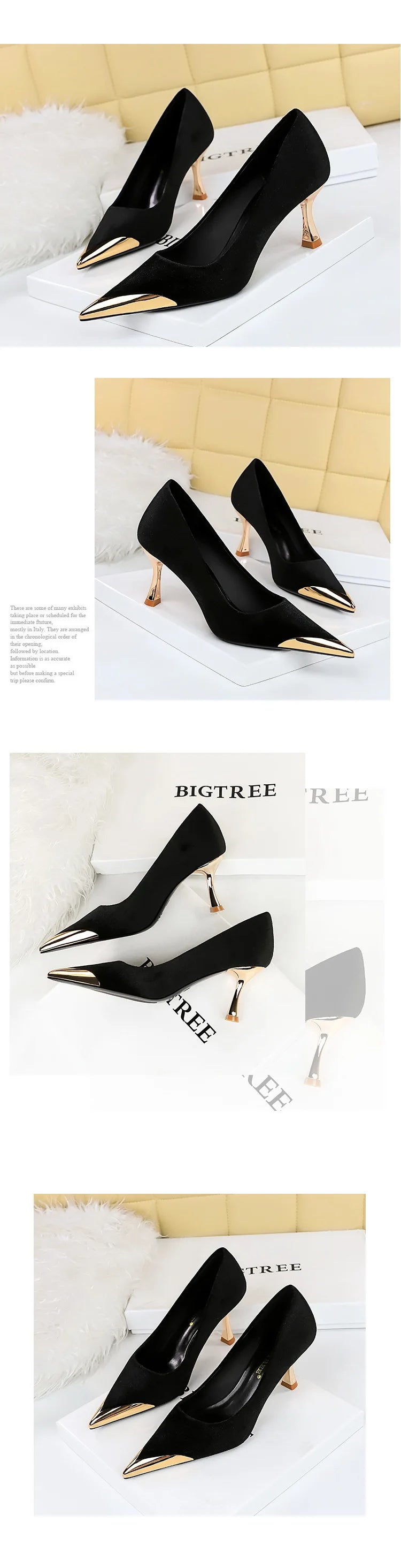 BIGTREE Velvet Wine Glass Heels – Sexy Pointed Party Pumps for Women