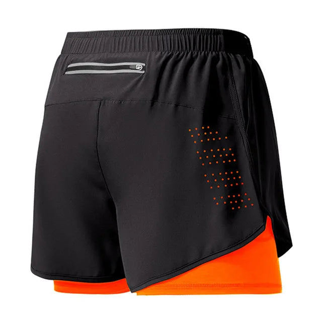 Men’s Quick-Dry Running Shorts – Black Double-Layer Sport & Training Pants