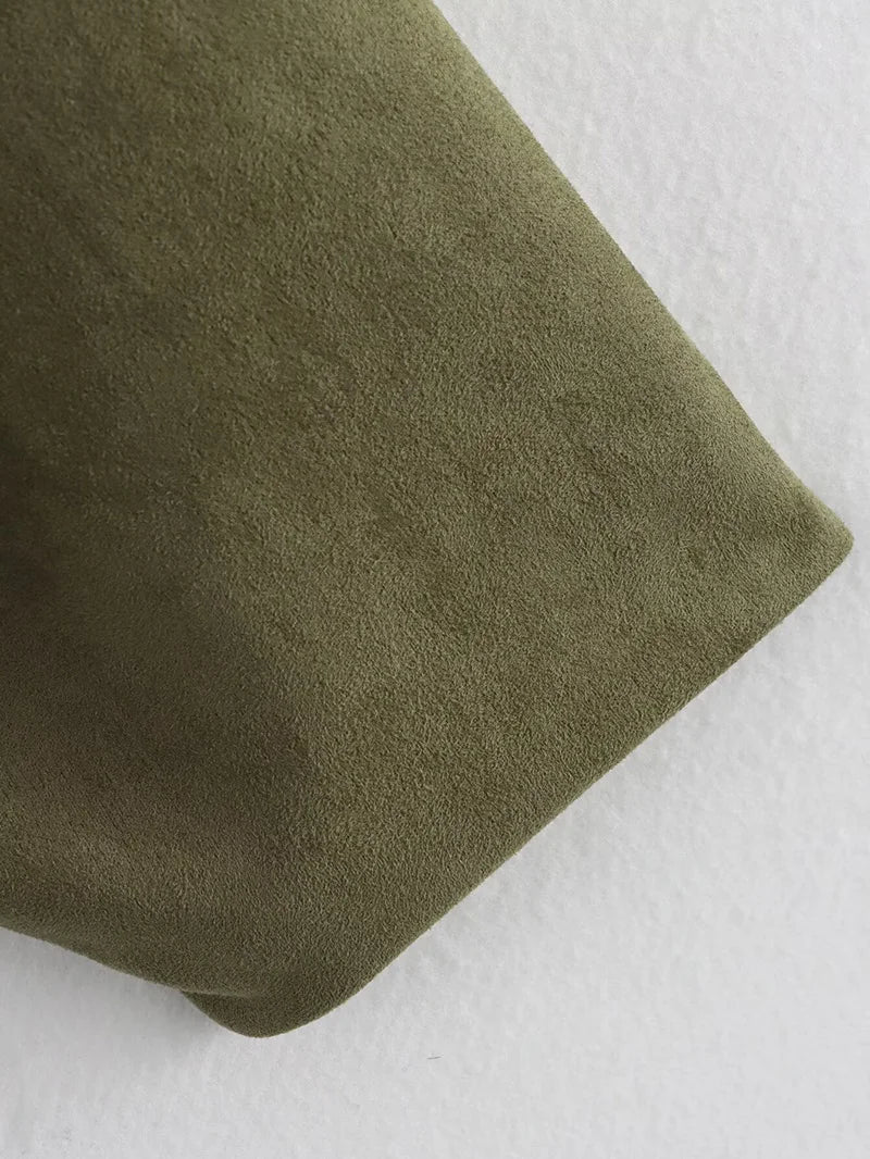 Women’s Vintage Bomber Jacket – Turn-Down Collar, Loose Fit