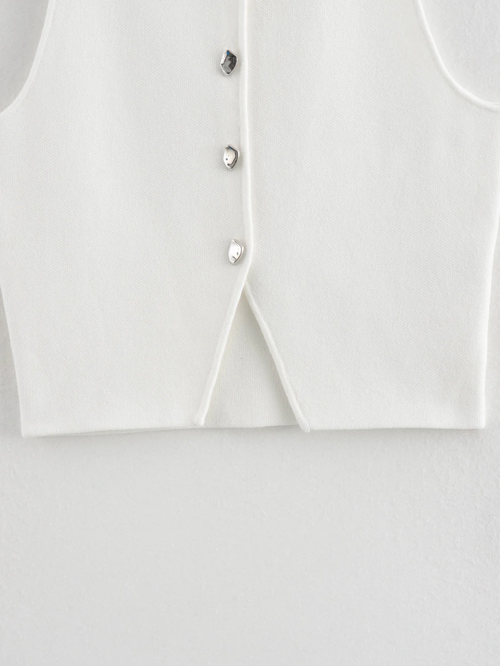 Pink sleeveless knit vest for women, cropped sweater top, yellow button design, streetwear waistcoat, stylish knitwear