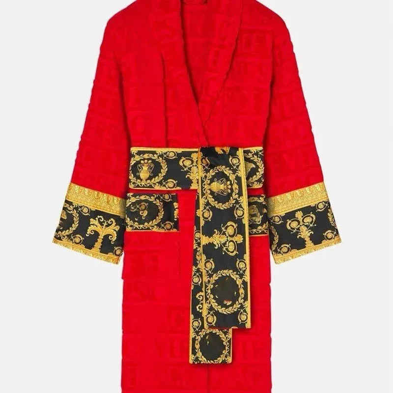 Autumn Winter Bathrobe with Sash, Long Sleeve, Pockets, Nightgown for Men & Women