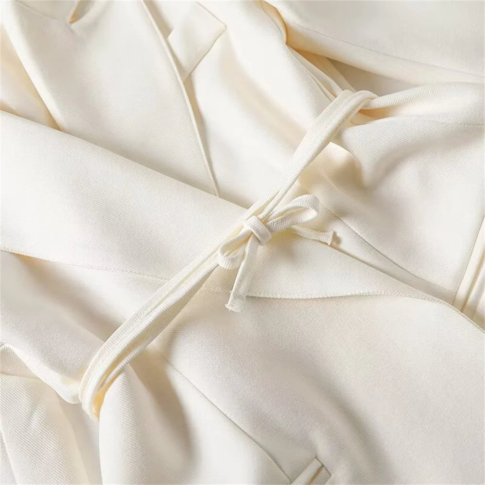 Women's versatile belt decoration long sleeved suit jacket new fashionable high waisted pleated pants casual pants