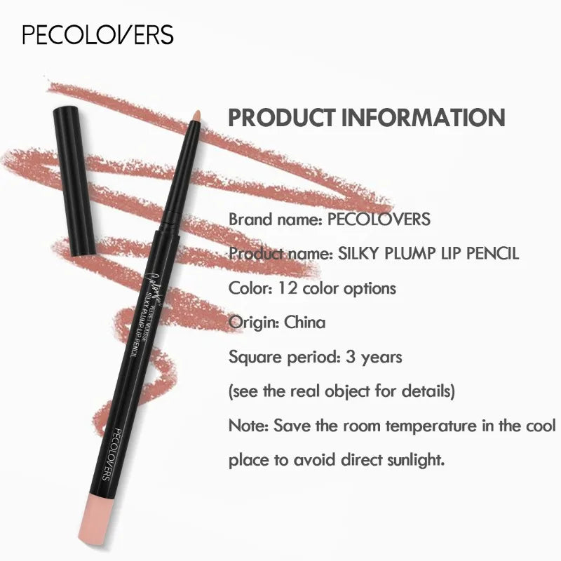 Waterproof Matte Lip Liner – Long-Lasting, Moisturizing, 12 Colors