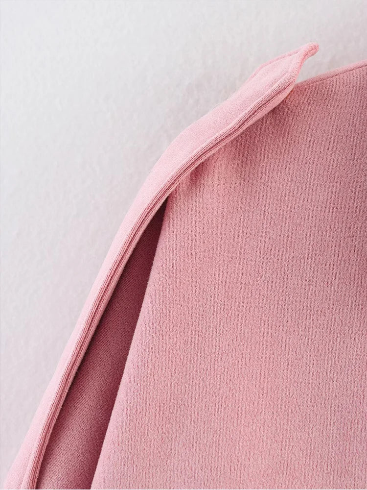 TFMLN Women’s Suede Bomber Jacket – Oversized, Solid Zip-Up Spring Coat