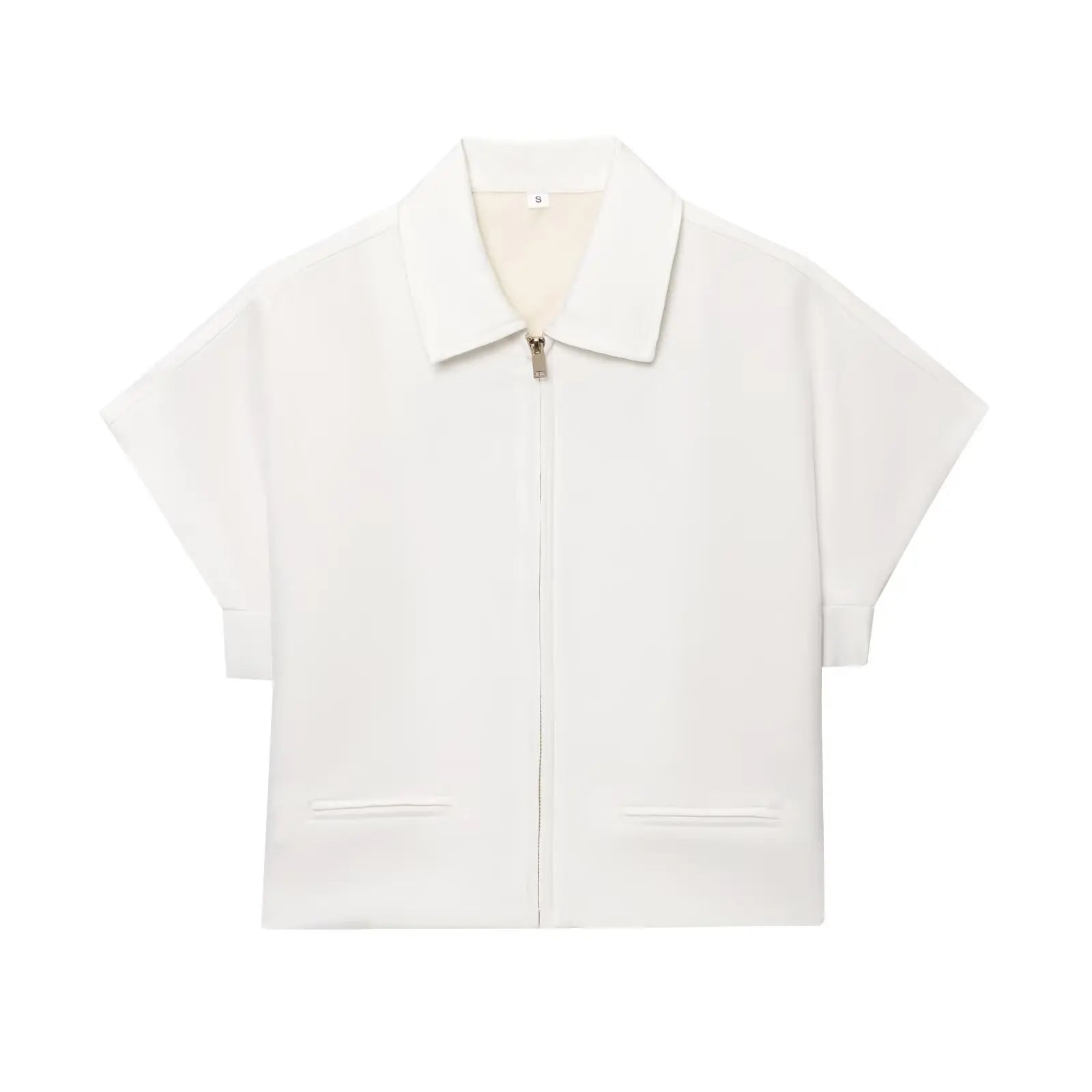 TFMLN Women’s Summer Set – Black Zipper Lapel Top & Wide-Leg Pants Two-Piece Outfit