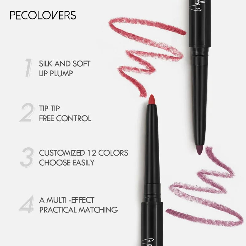 Waterproof Matte Lip Liner – Long-Lasting, Moisturizing, 12 Colors