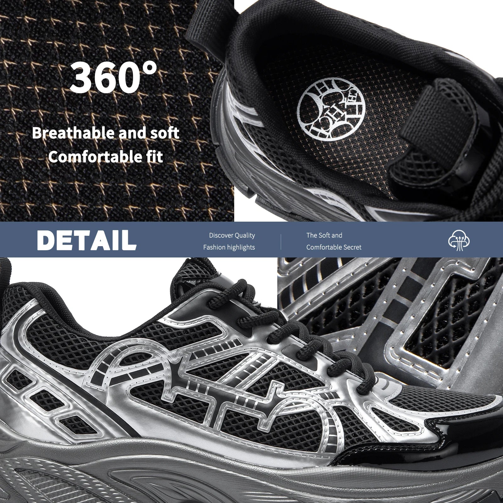 Men's Casual Shoes Summer New Silver Breathable Mesh Outdoor Vulcanized Shoes