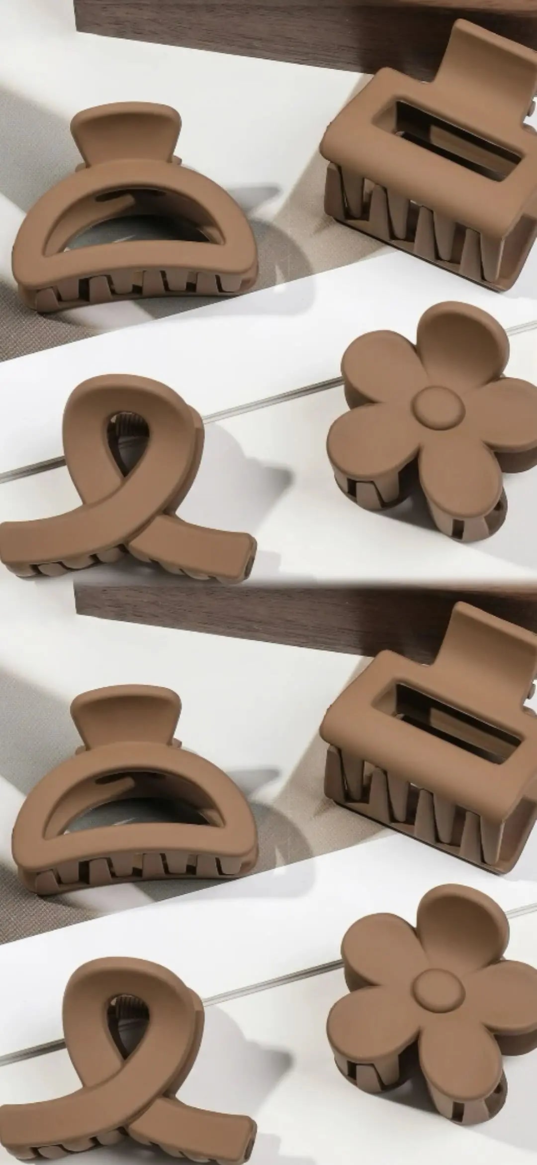 5-Piece Small Flower Hair Claw Clips – Matte Rectangle & Semicircle for Women & Girls