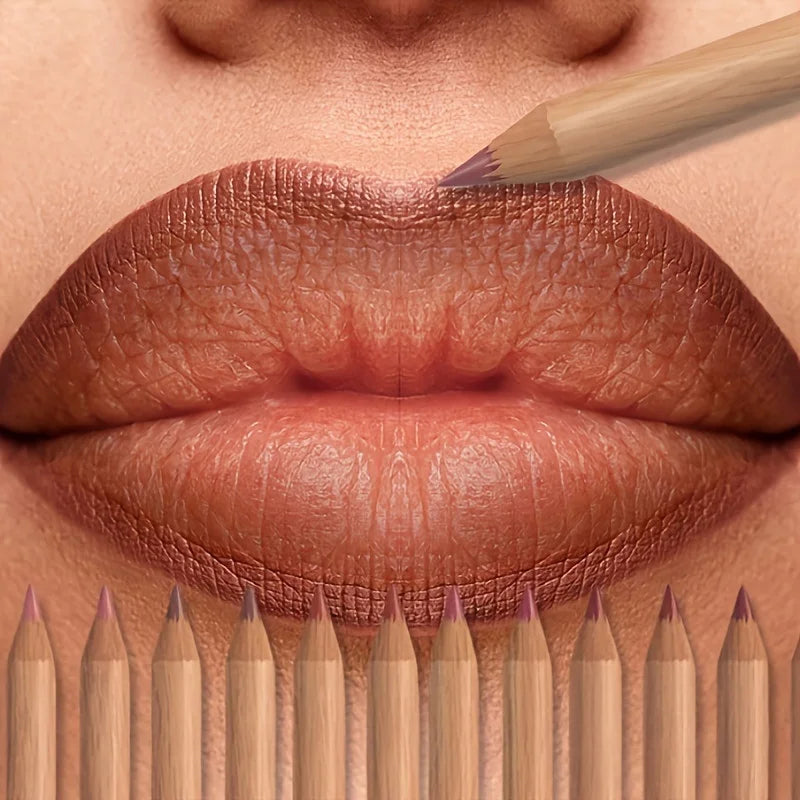 6pc Velvet Matte Lip Liner Set with versatile shades in berry, brown, and pink. Long-lasting lip makeup