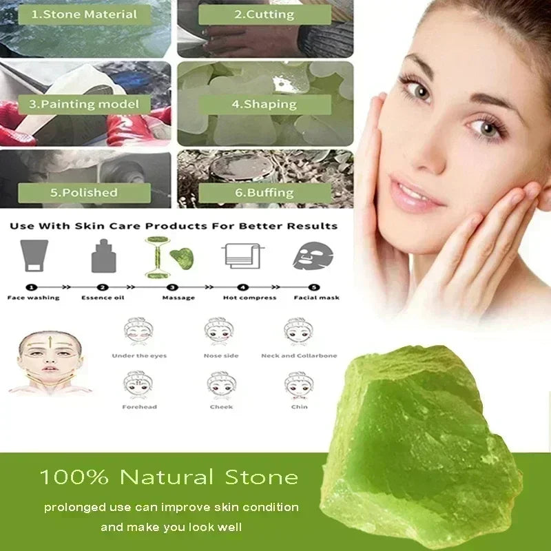Natural Jade Roller and Gua Sha for Face and Body Massage, Eye Care, and Skin Lifting