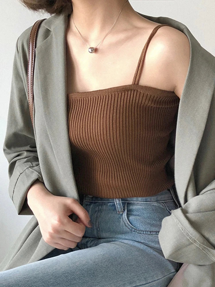 Women’s Halter Crop Top – Sleeveless, Backless Strap, Slim Fit Summer Tank Top Slim Solid Short