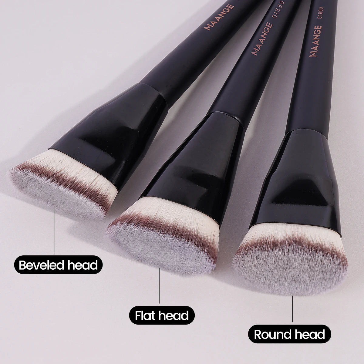 3-Piece Makeup Brush Set – Angled, Round & Flat Brushes with Soft Bristles and Case