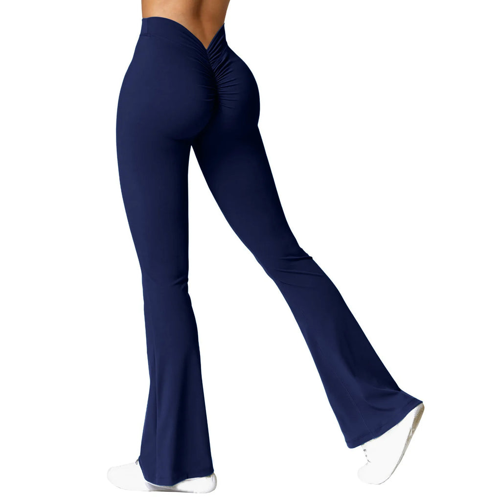 Fashion Micro Horn Women’s Leggings – High-Waist V-Back, Push-Up Gym & Casual Slim Pants