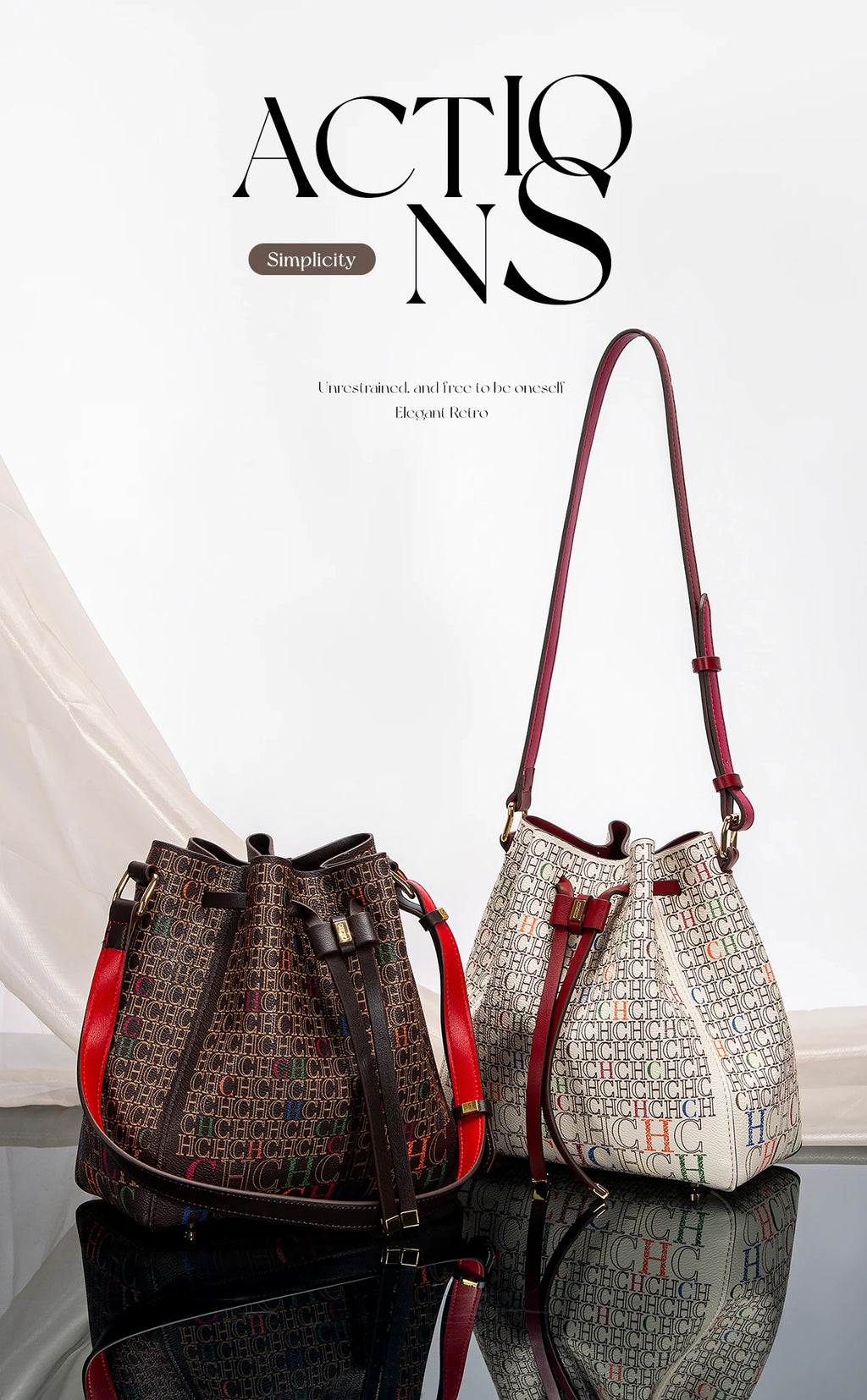 Women's Handbag New Drawstring Bucket Bag Coffee Color Letter Printed Wallet