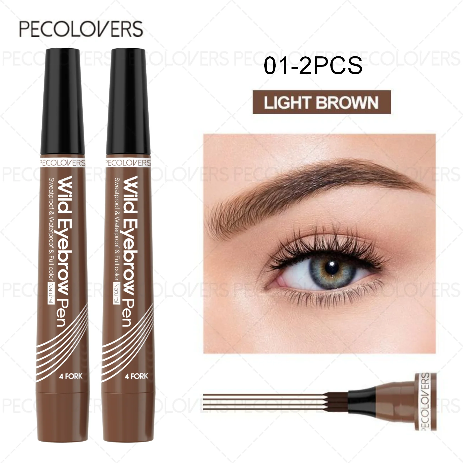 Waterproof 4-Tip Eyebrow Tattoo Pen – 6 Colors, Long-Lasting Liquid Brow Pencil