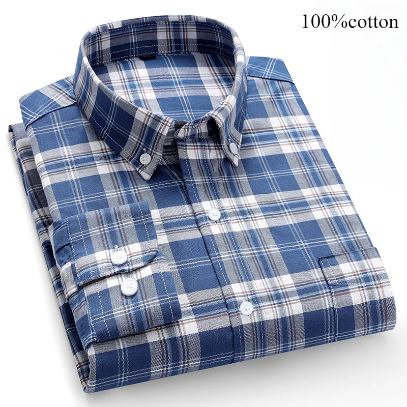 Men's 7XL Oxford Shirt – 100% Cotton, Slim Fit, Soft & Elegant Casual Designer Wear