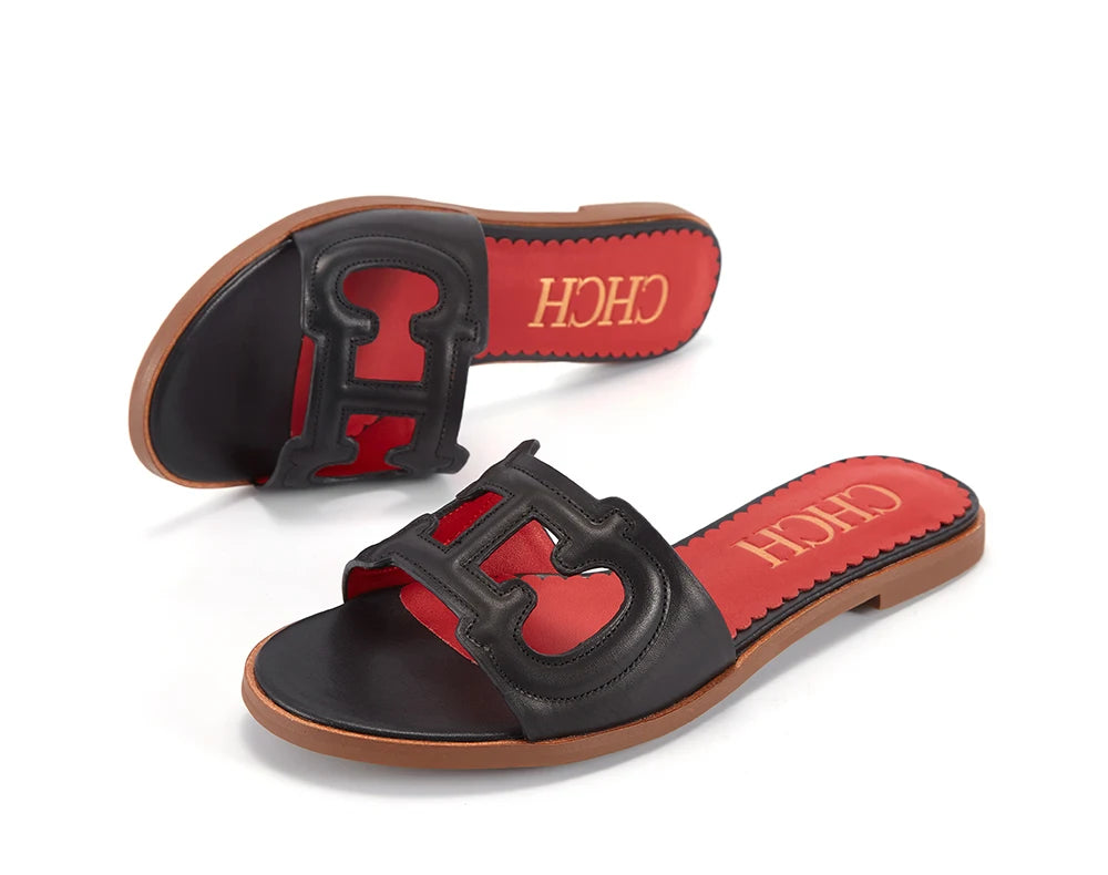 Women's Slippers Simple Black Flat Flat Women's Shoes Home Indoor Slippers