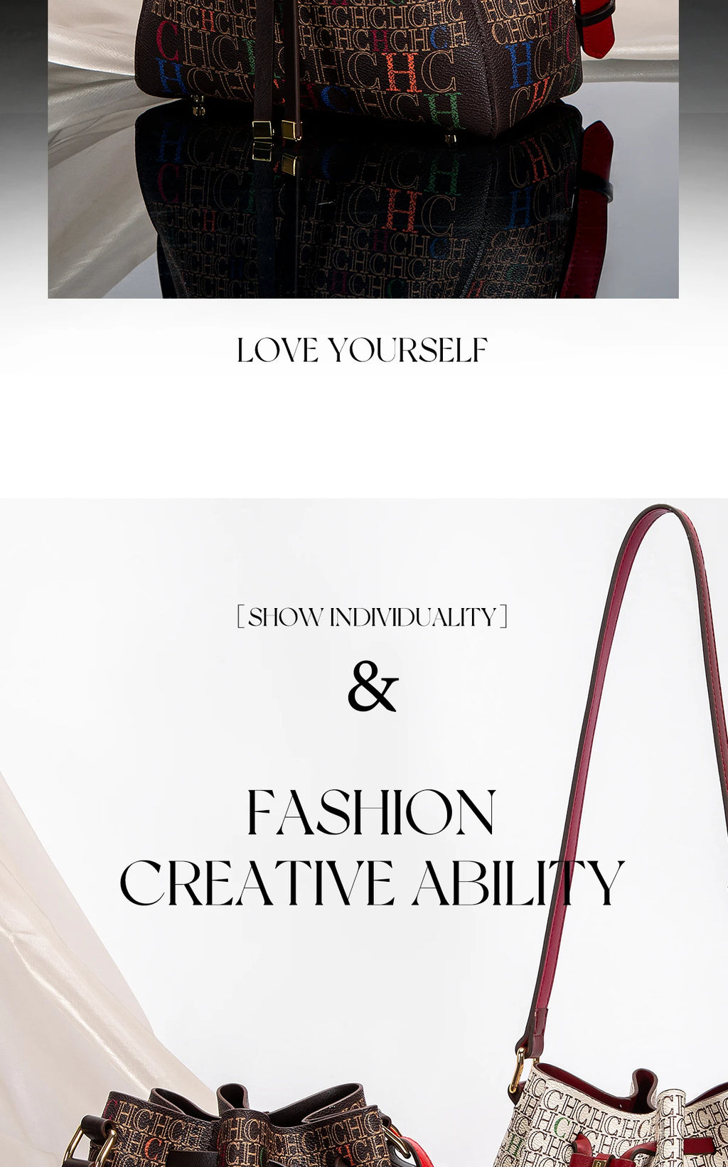 Women's Handbag New Drawstring Bucket Bag Coffee Color Letter Printed Wallet