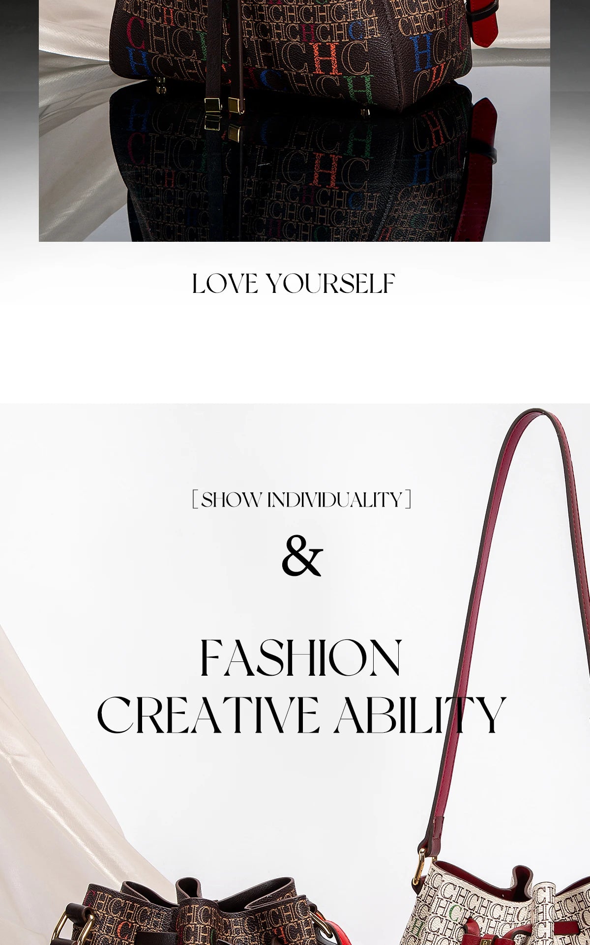 Women's Handbag New Drawstring Bucket Bag Coffee Color Letter Printed Wallet