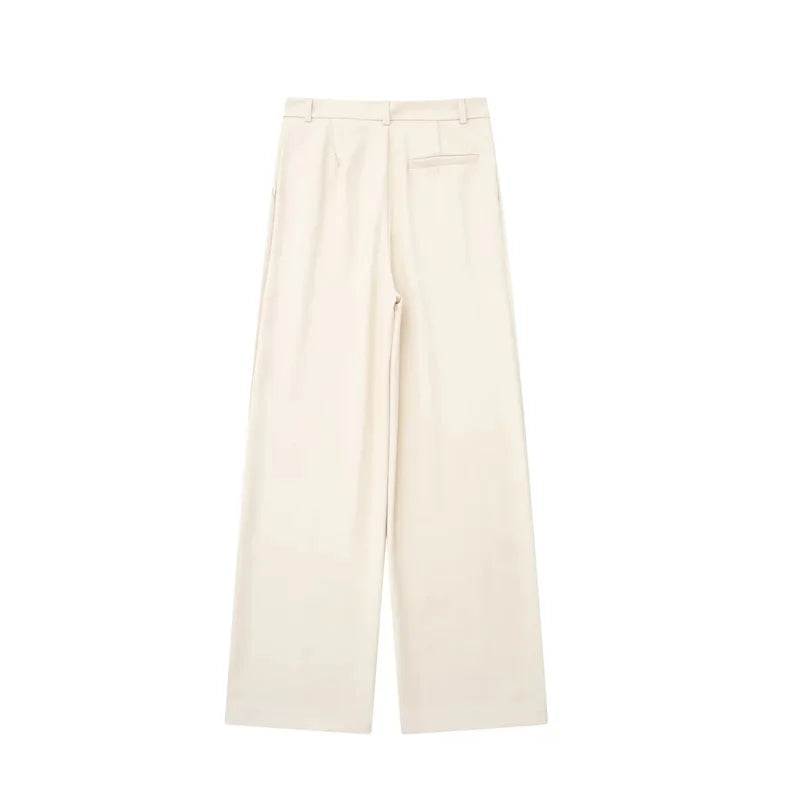 Women's Pants Beige Grey Black Wide Leg Pants Women High Waist Baggy Pants Woman Fashion Summer Office Trousers