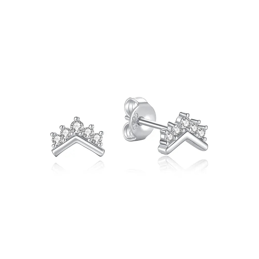 925 Sterling Silver Earrings – Stud & Hoop Set with Crystal, Heart, Crown, Bee & Infinity Designs