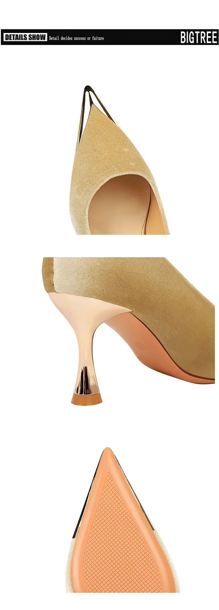 BIGTREE Velvet Wine Glass Heels – Sexy Pointed Party Pumps for Women