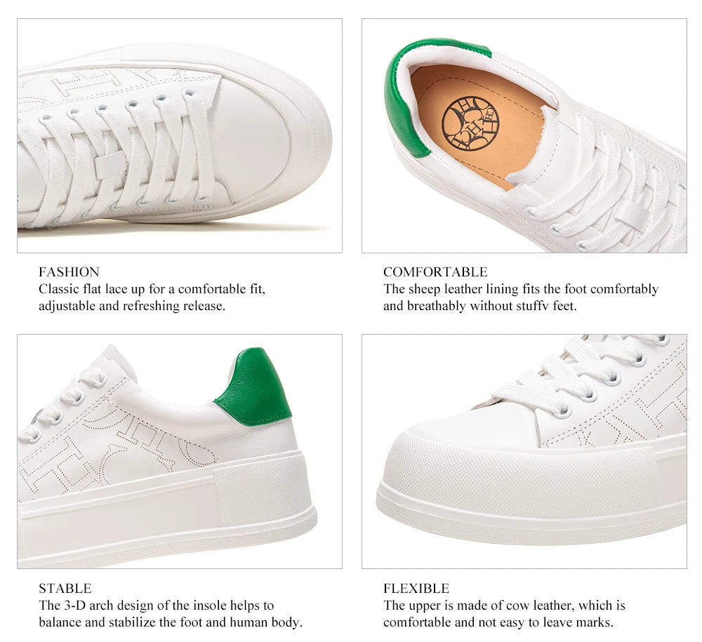 Women's Sports Shoes New Casual And Comfortable Thick-Soled Genuine Leather Wear-Resistant Sports Shoes