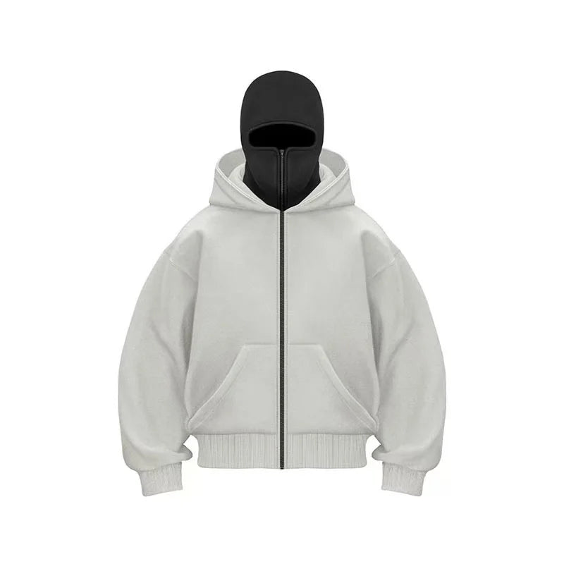 New Unisex Casual Sportswear Set with Hooded Mask Design, Sporty and Fashionable Plus Size Hoodie for Men and Women
