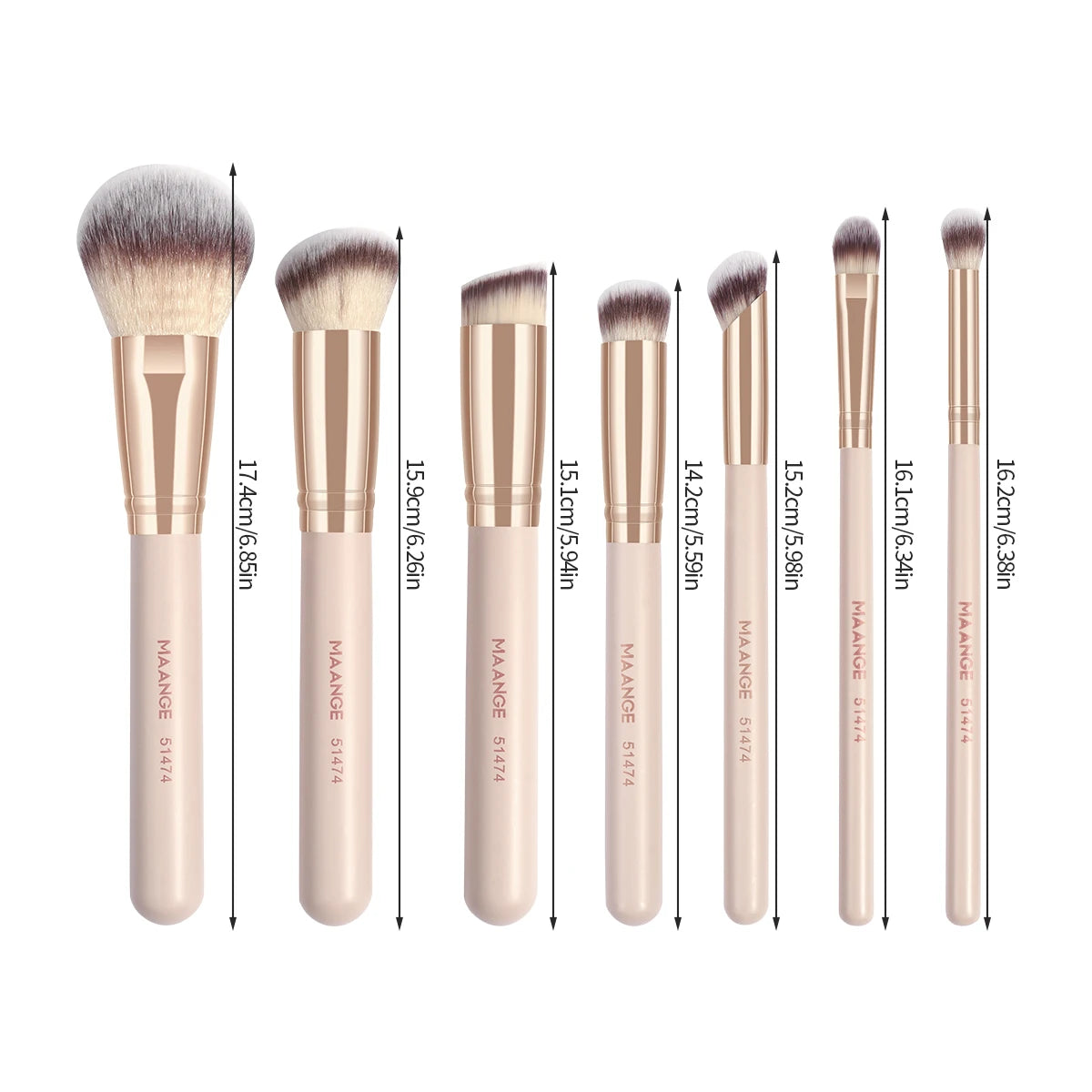 MAANGE 7-piece soft makeup brush set for various cosmetic applications.