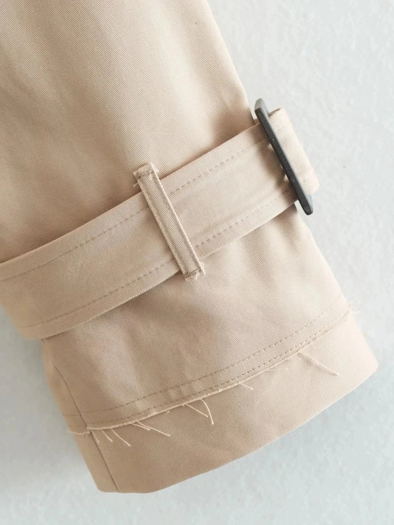 Women's Cropped Trench Jacket – Vintage Belted Double-Breasted Spring Coat for Streetwear