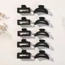 5-Piece Small Flower Hair Claw Clips – Matte Rectangle & Semicircle for Women & Girls