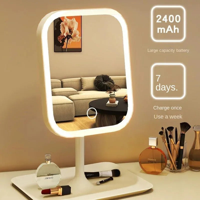 Niche Modern LED Vanity Mirror – 3-Color Touch Makeup Mirror for Bedroom