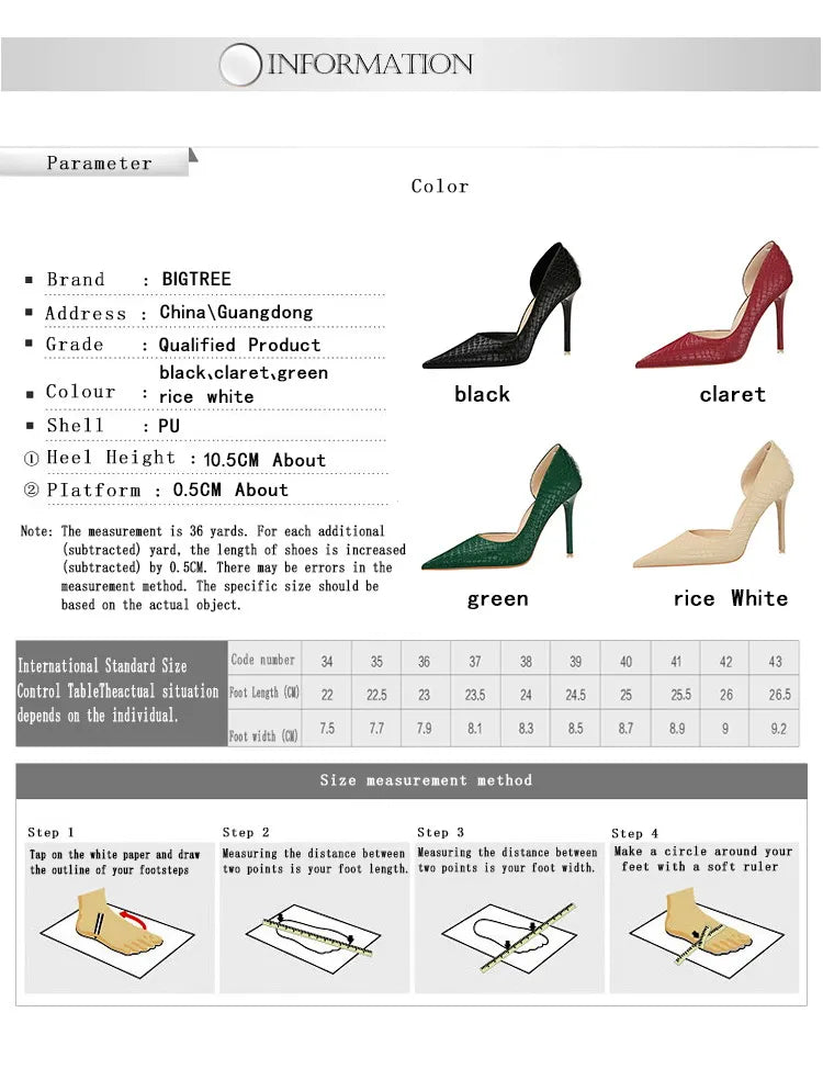 BIGTREE Snakeskin Stiletto Heels – Retro Luxury Pumps for Women