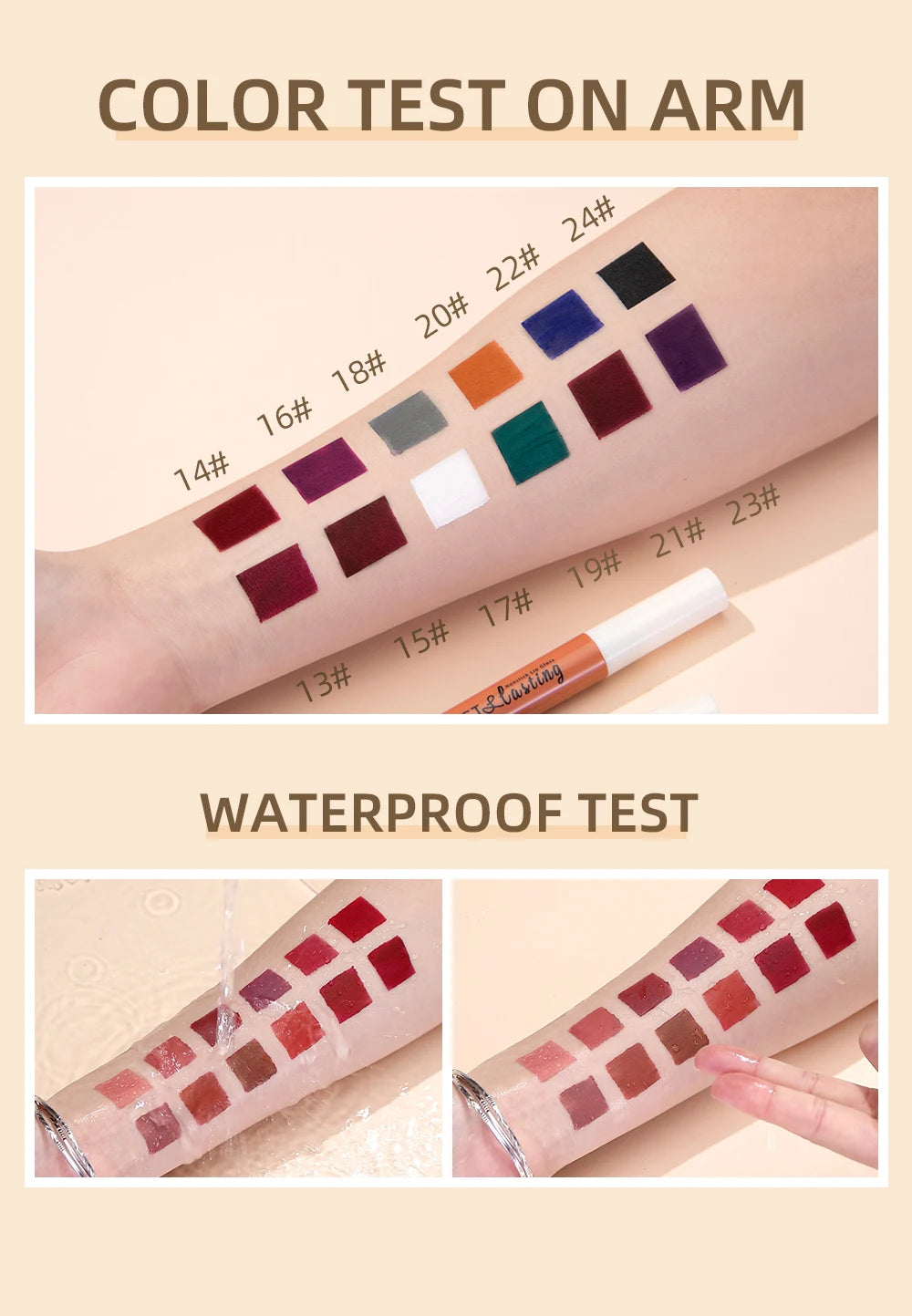 QIBEST Matte Liquid Lipstick – Waterproof, Long-Lasting Velvet Lip Gloss, Nude & Red