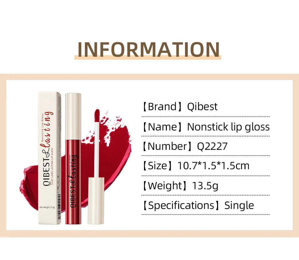 QIBEST Matte Liquid Lipstick – Waterproof, Long-Lasting Velvet Lip Gloss, Nude & Red