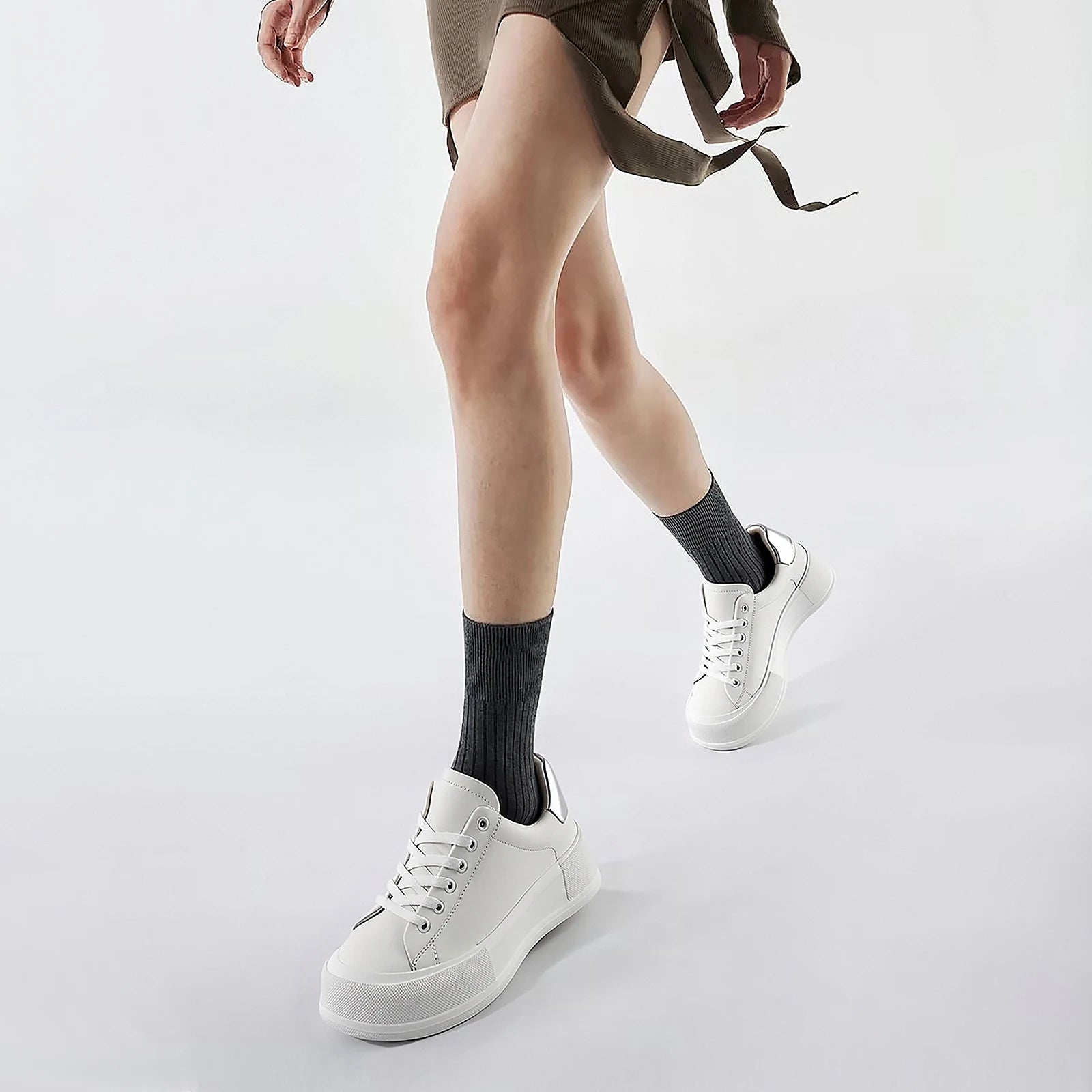 Women's Walking Shoes New Rice White Casual Flat Bottom Walking Shoes Bone Correction